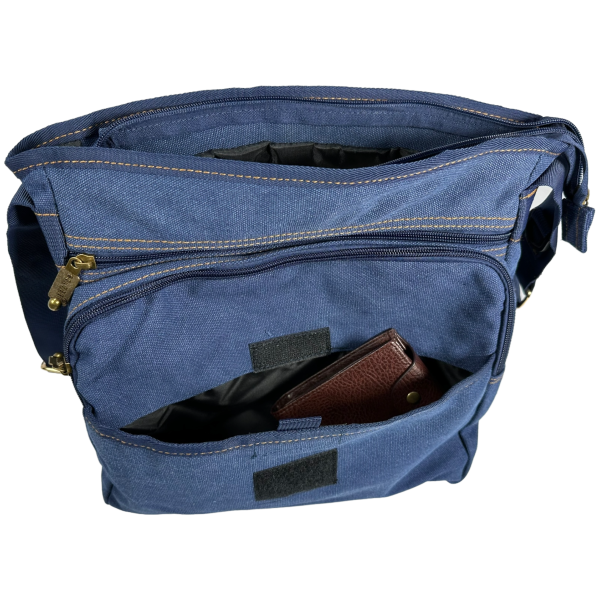 Многофункциональная брезентовая сумка через плечо на семь отделений, цвет синий Многофункциональная брезентовая сумка через плечо на семь отделений, цвет синий