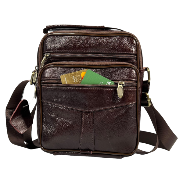Классическая сумка через плечо на пять отделений, кожаная, 4 л Классическая сумка через плечо на пять отделений, кожаная, 4 л