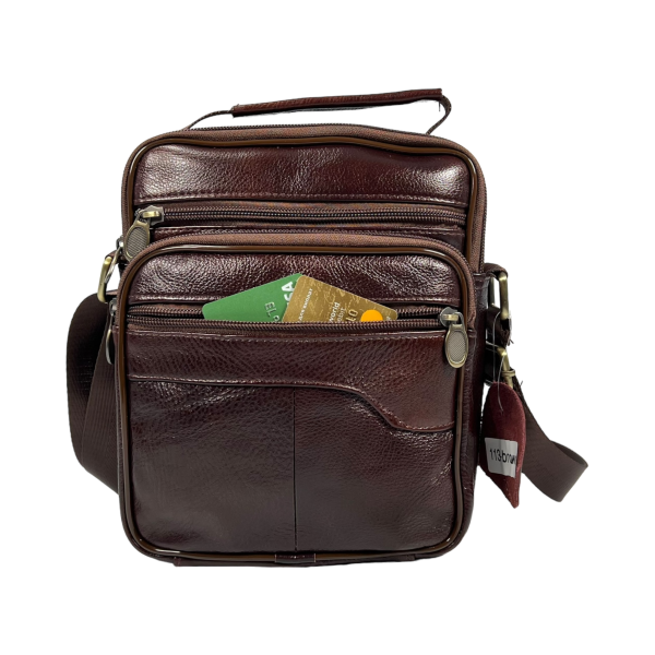 Сумка через плечо на пять отделений, элегантная, мужская, коричневая Сумка через плечо на пять отделений, элегантная, мужская, коричневая