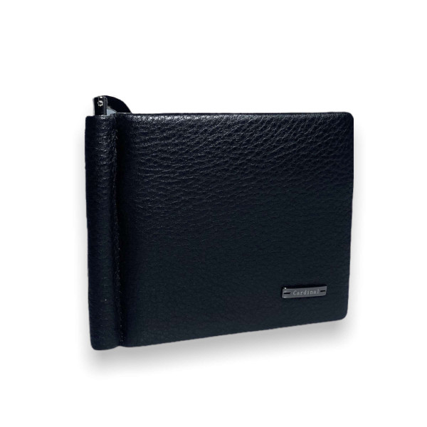 Шкіряний чоловічий гаманець-затискач Cardinal чорного кольору Шкіряний чоловічий гаманець-затискач Cardinal чорного кольору