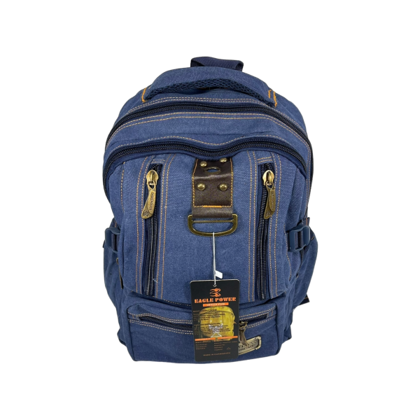 Міський рюкзак, брезентовий, колір синій, 20 л, 4 відділа з боковими кишенями Міський рюкзак, брезентовий, колір синій, 20 л, 4 відділа з боковими кишенями