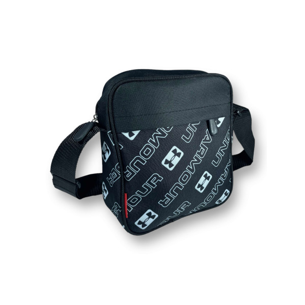 Сумка через плечо спортивная BagWay, три отделения, черная, принт 4