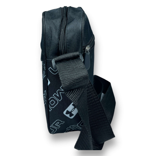 Сумка через плечо спортивная BagWay, три отделения, черная, принт 4