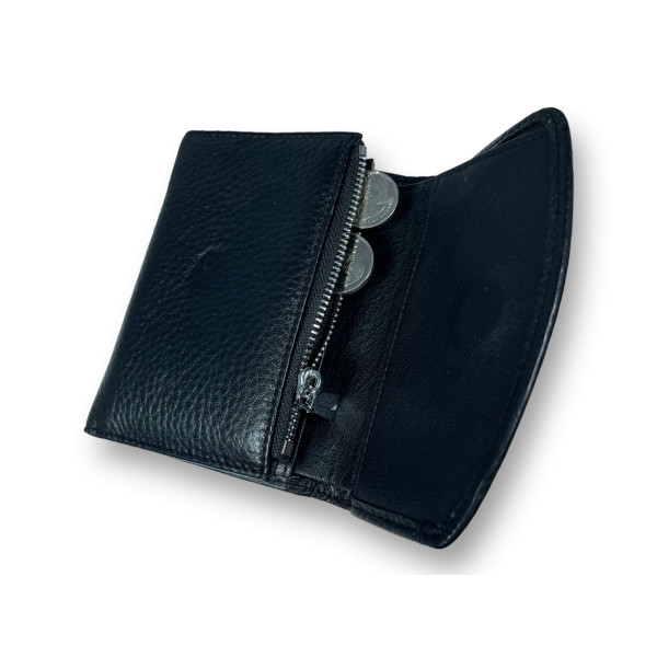 Кошелек женский Leather из натуральной кожи, черный Кошелек женский Leather из натуральной кожи, черный