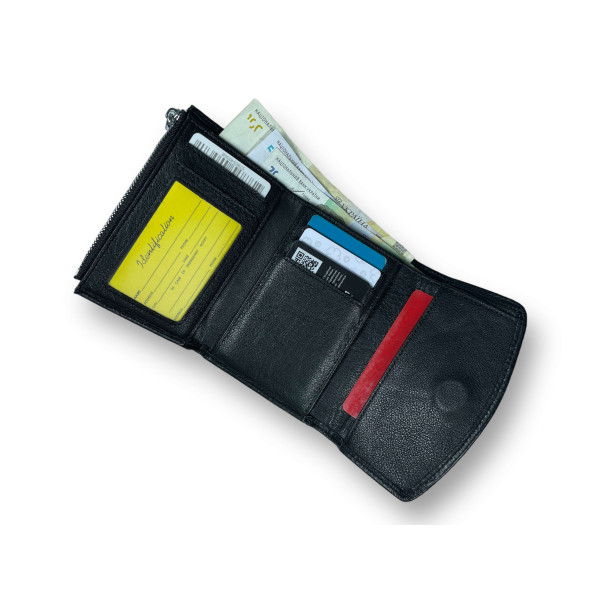 Кошелек женский Leather из натуральной кожи, черный Кошелек женский Leather из натуральной кожи, черный