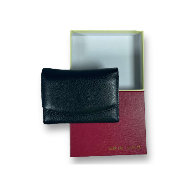 Кошелек женский Leather из натуральной кожи, черный