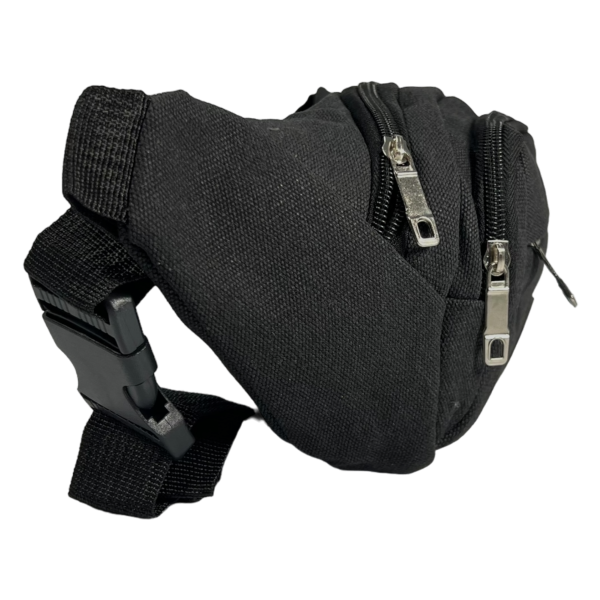 Брезентовая мужская сумка-бананка, оснащенная застежкой-змейкой, черная