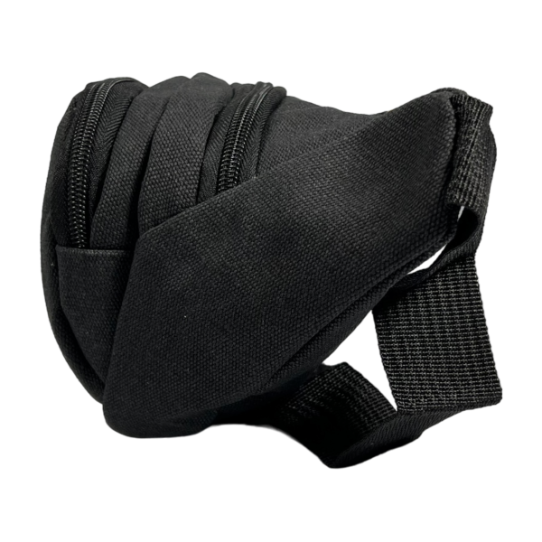 Брезентовая мужская сумка-бананка, оснащенная застежкой-змейкой, черная