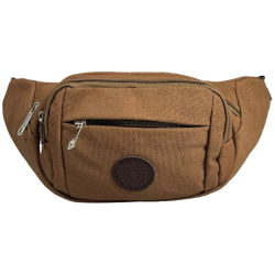 Мужская брезентовая сумка-бананка, ткань водонепроницаемая, коричневая Мужская брезентовая сумка-бананка, ткань водонепроницаемая, коричневая