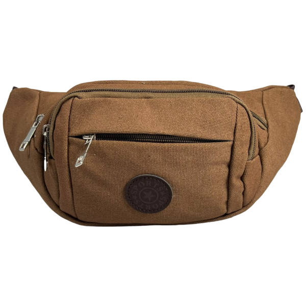 Мужская брезентовая сумка-бананка, ткань водонепроницаемая, коричневая