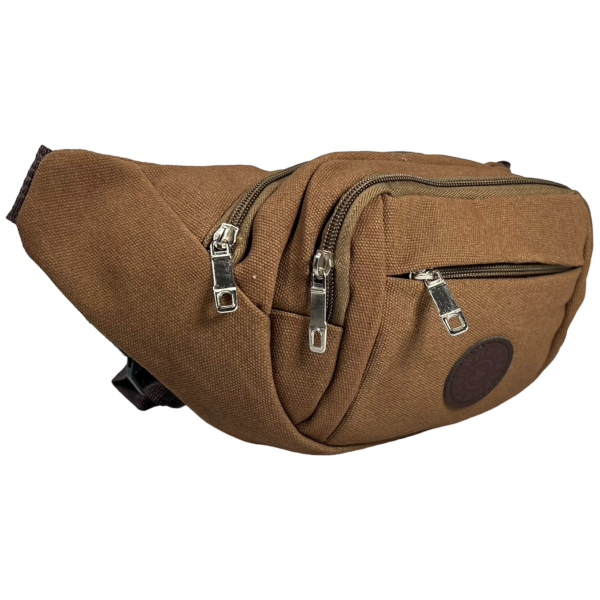 Мужская брезентовая сумка-бананка, ткань водонепроницаемая, коричневая Мужская брезентовая сумка-бананка, ткань водонепроницаемая, коричневая