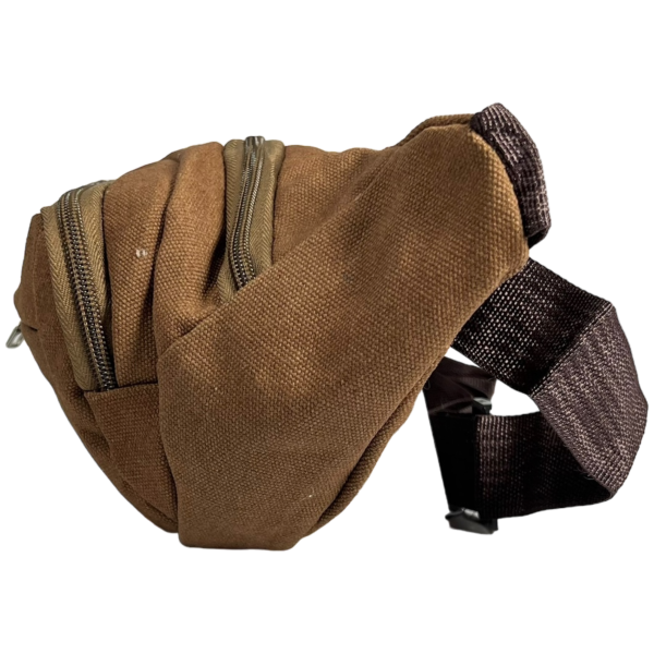 Мужская брезентовая сумка-бананка, ткань водонепроницаемая, коричневая Мужская брезентовая сумка-бананка, ткань водонепроницаемая, коричневая