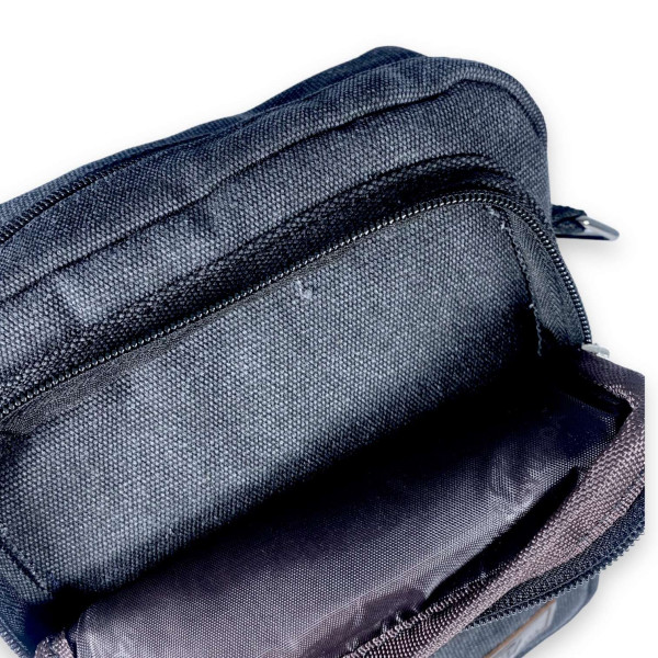 Сумка через плечо, брезент, два отдела, два фронтальных кармана, размер: 23*18*8 см, черная Сумка через плечо, брезент, два отдела, два фронтальных кармана, размер: 23*18*8 см, черная