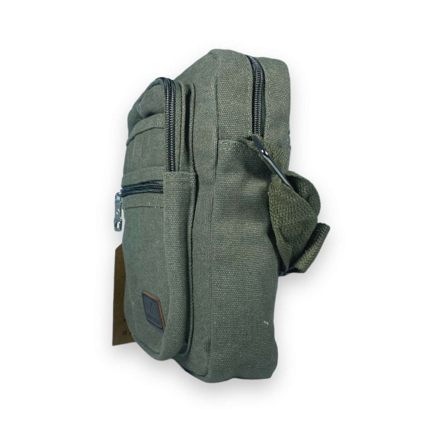 Сумка через плечо, брезент, два отдела, два фронтальных кармана, размер: 23*18*8 см, хаки Сумка через плечо, брезент, два отдела, два фронтальных кармана, размер: 23*18*8 см, хаки