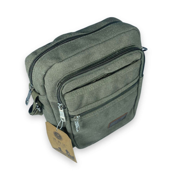 Сумка через плечо, брезент, два отдела, два фронтальных кармана, размер: 23*18*8 см, хаки Сумка через плечо, брезент, два отдела, два фронтальных кармана, размер: 23*18*8 см, хаки