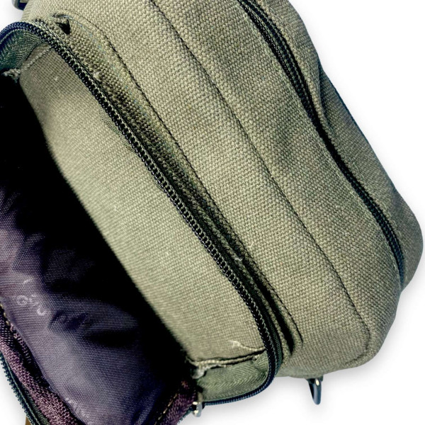 Сумка через плечо, брезент, два отдела, два фронтальных кармана, размер: 23*18*8 см, хаки Сумка через плечо, брезент, два отдела, два фронтальных кармана, размер: 23*18*8 см, хаки