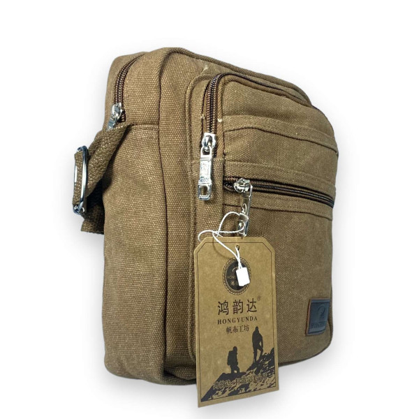 Сумка через плечо, брезент, два отдела, два фронтальных кармана, размер: 23*18*8 см, койот Сумка через плечо, брезент, два отдела, два фронтальных кармана, размер: 23*18*8 см, койот