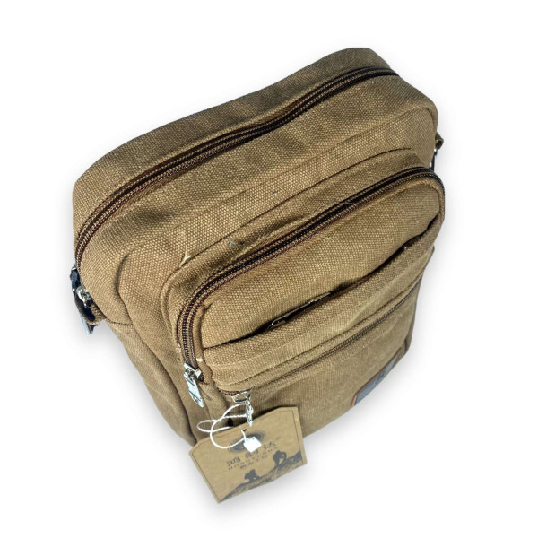 Сумка через плечо, брезент, два отдела, два фронтальных кармана, размер: 23*18*8 см, койот Сумка через плечо, брезент, два отдела, два фронтальных кармана, размер: 23*18*8 см, койот