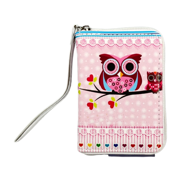 Дитячий гаманець на два відділення для купюр, рожеві сови