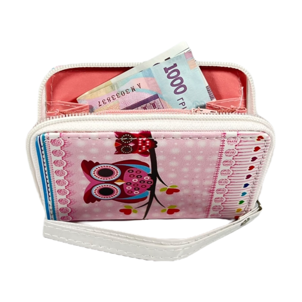 Дитячий гаманець на два відділення для купюр, рожеві сови Дитячий гаманець на два відділення для купюр, рожеві сови
