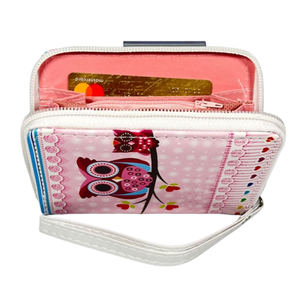 Дитячий гаманець на два відділення для купюр, рожеві сови Дитячий гаманець на два відділення для купюр, рожеві сови