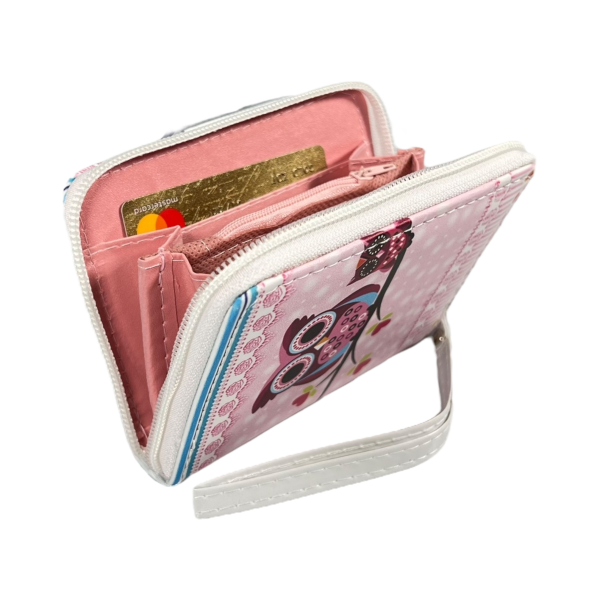 Дитячий гаманець на два відділення для купюр, рожеві сови Дитячий гаманець на два відділення для купюр, рожеві сови