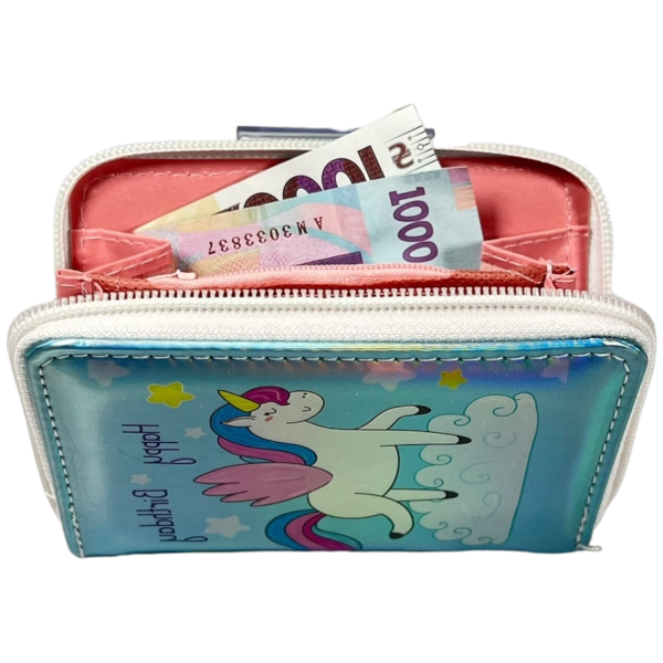 Детский кошелек на два отделения для купюр, голубой