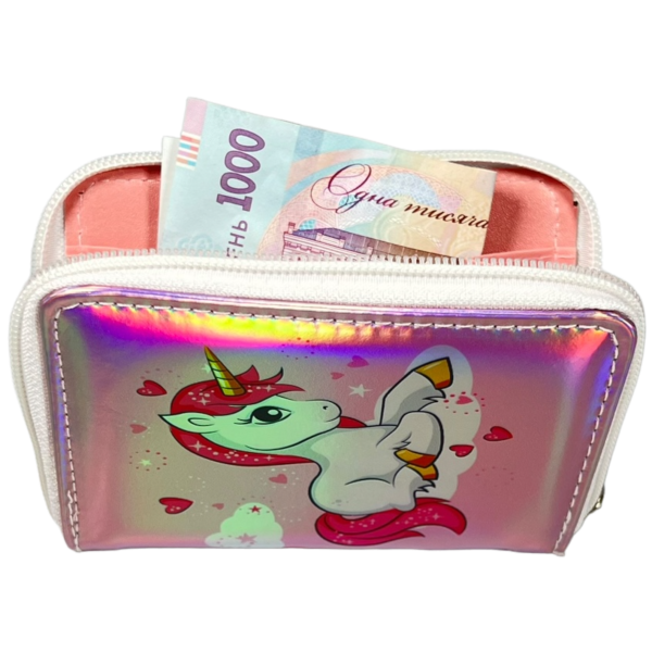 Детский кошелек для девочек на два отделения для купюр, розовый