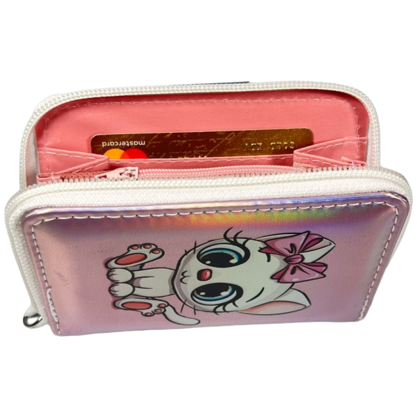 Детский бумажник на два отделения для купюр, розовый