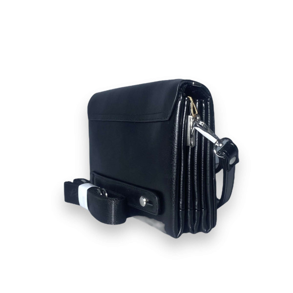 Мужской черный кошелек портмоне клатч из экокожи Langsa три отдела дополнительные карманы размер: 22*15*5 см