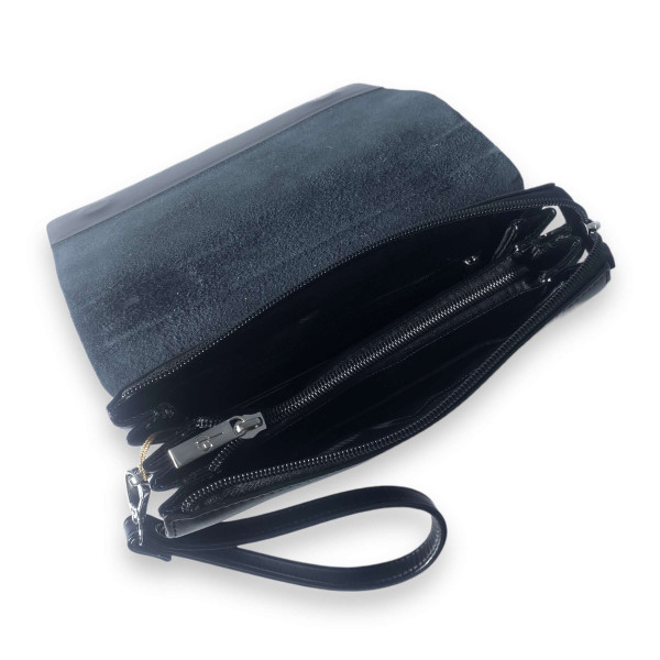 Мужской черный кошелек портмоне клатч из экокожи Langsa три отдела дополнительные карманы размер: 22*15*5 см