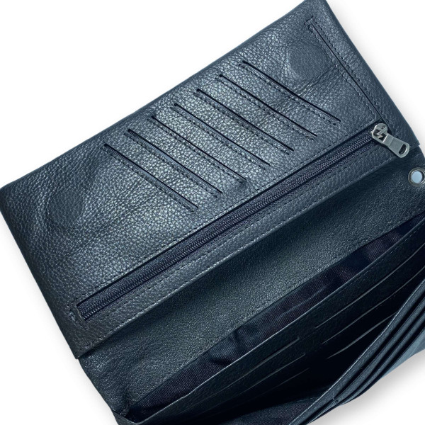 Кошелек мужской кожаный, 3 отделения для купюр, 19 ячеек для карточек, черный Кошелек мужской кожаный, 3 отделения для купюр, 19 ячеек для карточек, черный