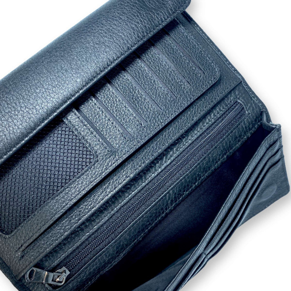 Кошелек мужской, натуральная кожа, 2 отдела для купюр, черный Кошелек мужской, натуральная кожа, 2 отдела для купюр, черный