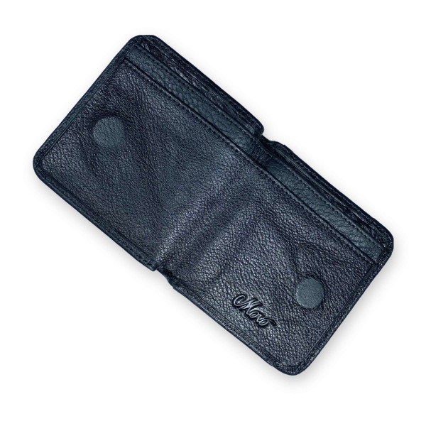 Компактний чоловічий гаманець з натуральноі шкіри, чорний Компактний чоловічий гаманець з натуральноі шкіри, чорний