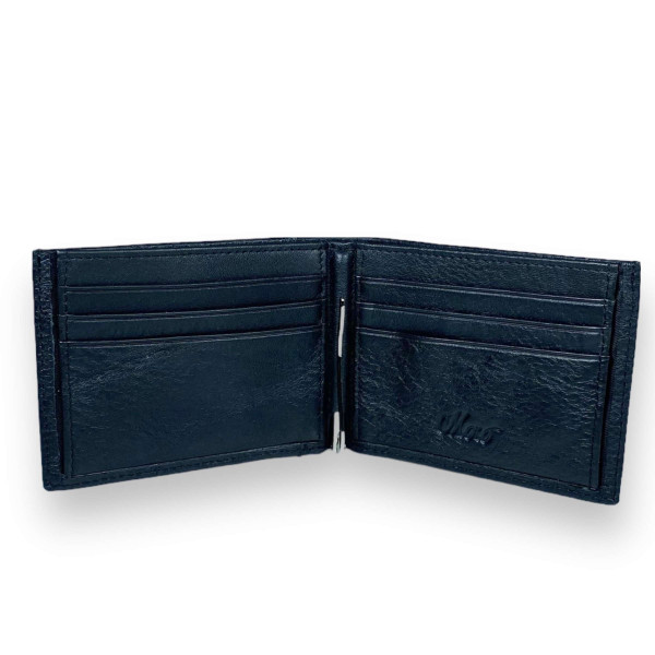 Стильный кошелек-зажим, натуральная кожа, 1 отделение, 6 ячеек для карт, черный Стильный кошелек-зажим, натуральная кожа, 1 отделение, 6 ячеек для карт, черный