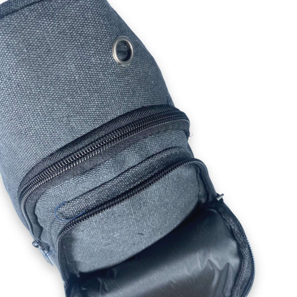 Сумка через плечо, слинг, брезентовая, два отдела, два фронтальных кармана, размер: 30*17*8 см, черная