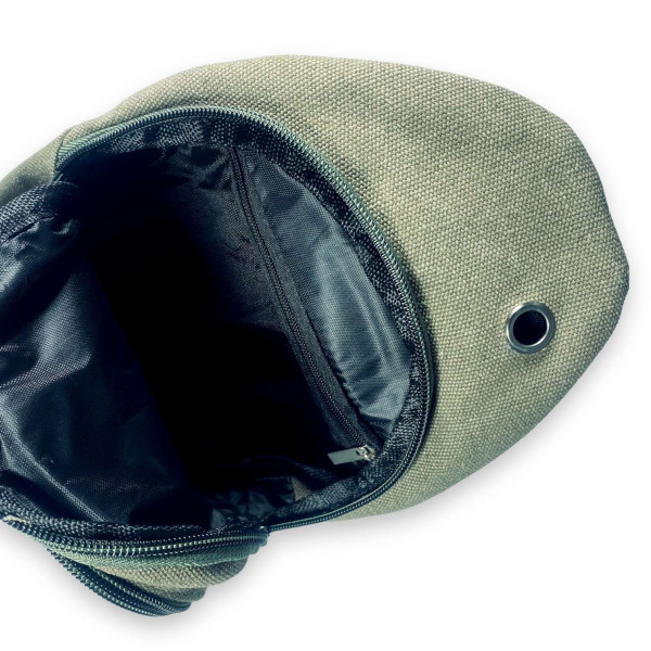 Сумка через плечо, слинг, брезентовая, два отдела, два фронтальных кармана, размер: 30*17*8 см, хаки