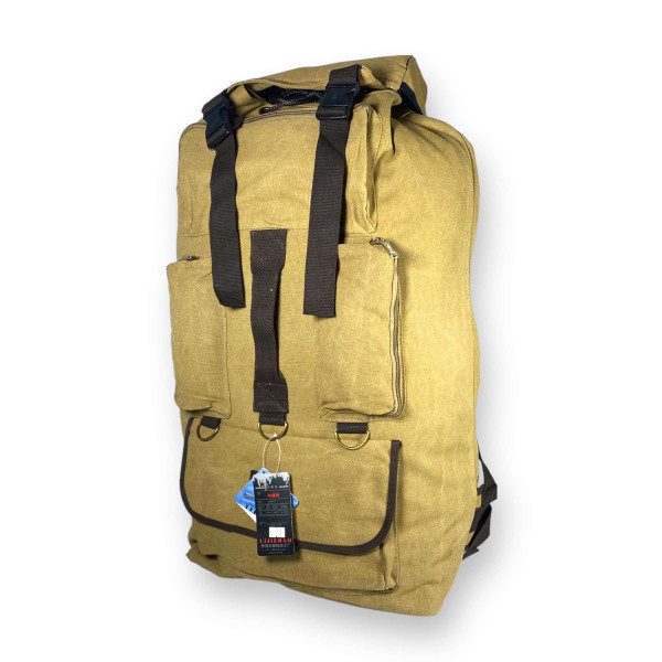 Брезентовий рюкзак, одне відділення на шнурівці, 100 л, колір койот