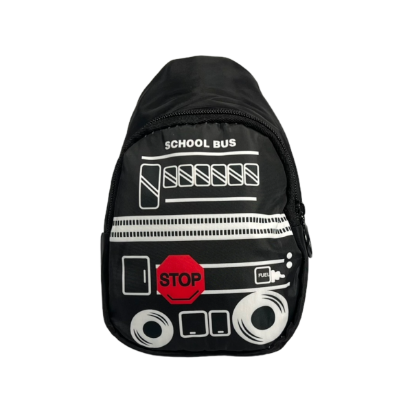 Дитяча сумка-слінг з принтом автобус чорний