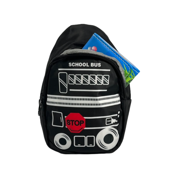 Дитяча сумка-слінг з принтом автобус чорний Дитяча сумка-слінг з принтом автобус чорний