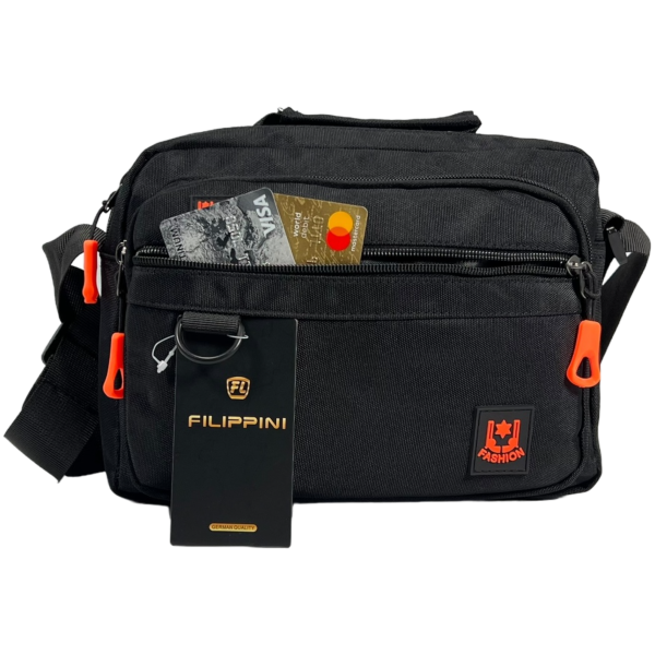 Сумка через плечо, одно отделение, два фронтальных кармана, черная