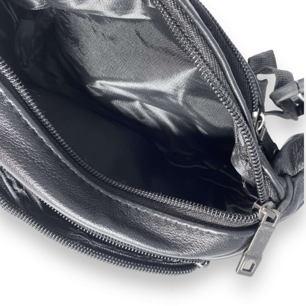 Кожаная сумка-бананка на одно отделение, 4 фронтальных кармана Кожаная сумка-бананка на одно отделение, 4 фронтальных кармана