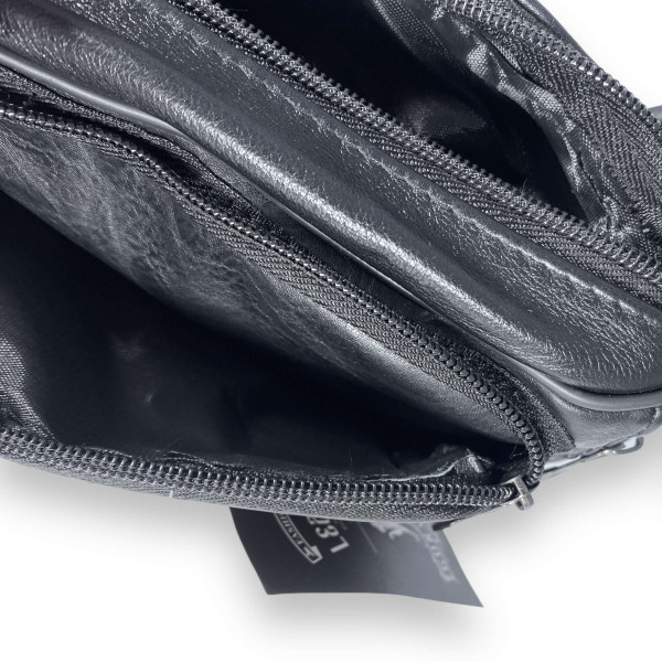 Кожаная сумка-бананка на одно отделение, 4 фронтальных кармана Кожаная сумка-бананка на одно отделение, 4 фронтальных кармана