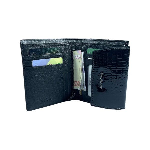 Жіночий гаманець шкіряний, чорний, 2 відділення для купюр Жіночий гаманець шкіряний, чорний, 2 відділення для купюр