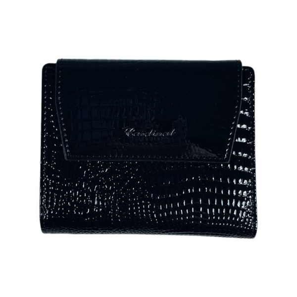 Жіночий гаманець шкіряний, чорний, 2 відділення для купюр