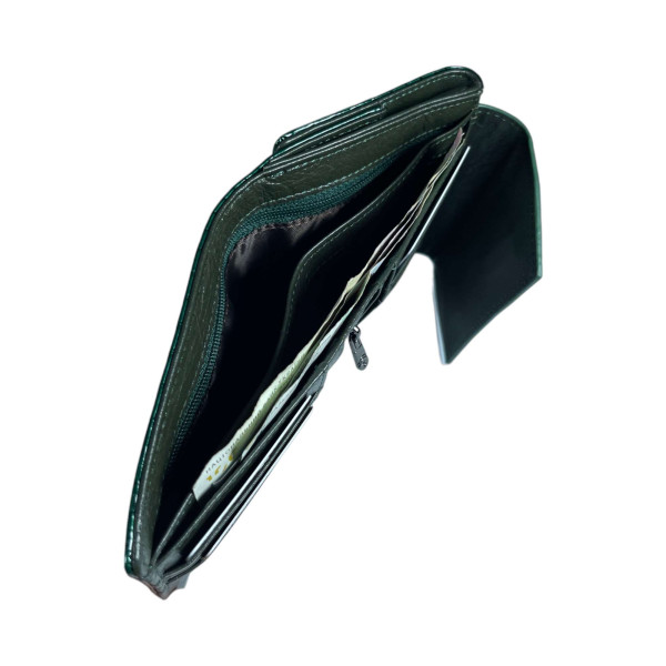 Стильный кожаный кошелек зеленого цвета, 2 отдела для купюр Стильный кожаный кошелек зеленого цвета, 2 отдела для купюр