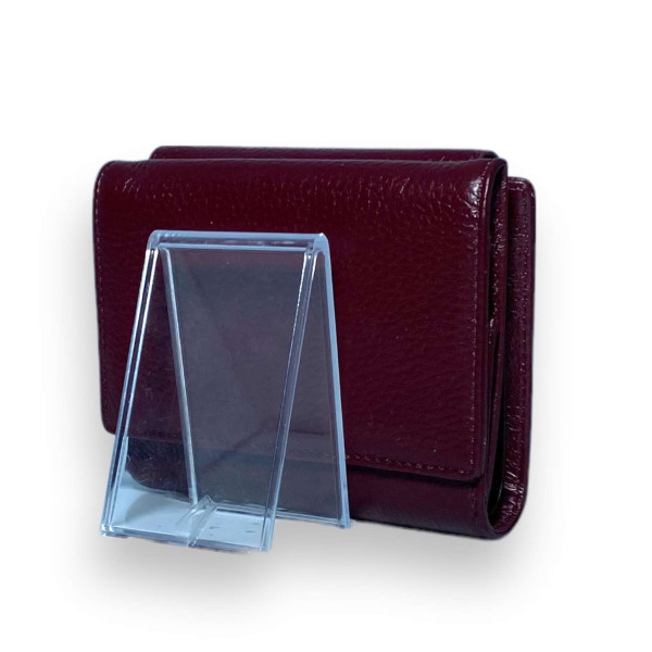 Стильний жіночий гаманець, шкіряний, з кнопковою застібкою, колір бордо Стильний жіночий гаманець, шкіряний, з кнопковою застібкою, колір бордо