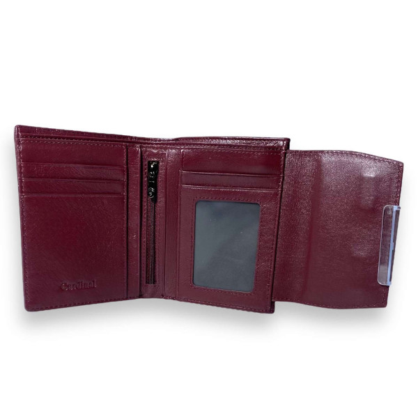 Стильний жіночий гаманець, шкіряний, з кнопковою застібкою, колір бордо Стильний жіночий гаманець, шкіряний, з кнопковою застібкою, колір бордо