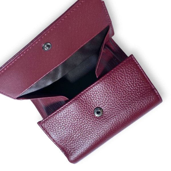 Стильний жіночий гаманець, шкіряний, з кнопковою застібкою, колір бордо Стильний жіночий гаманець, шкіряний, з кнопковою застібкою, колір бордо