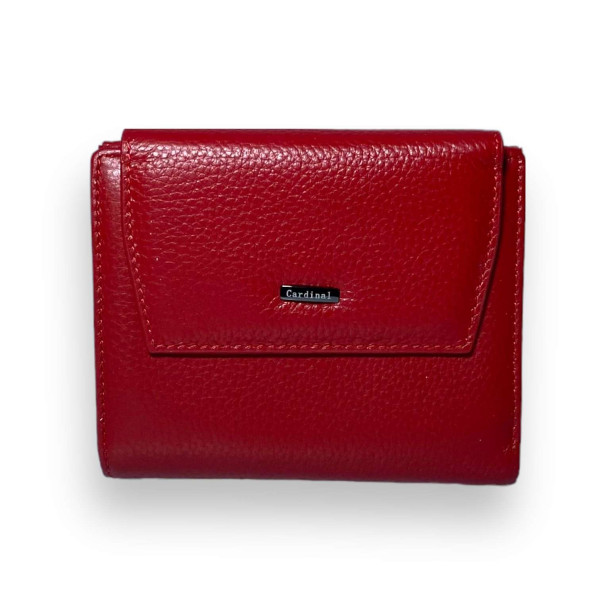 Стильный кошелек из натуральной кожи, с кнопочной застежкой, красный Стильный кошелек из натуральной кожи, с кнопочной застежкой, красный